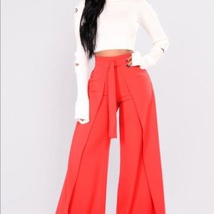Fashion Nova red wide leg pants